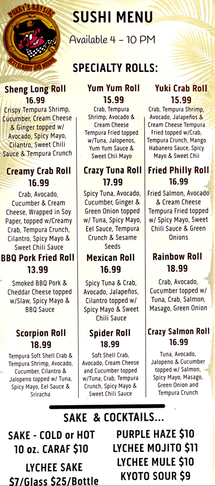 Porky's Bayside Restaurant and Marina Menu - Image 3