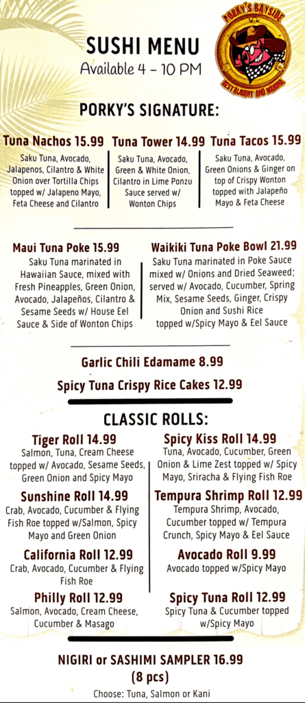 Porky's Bayside Restaurant and Marina Menu - Image 4