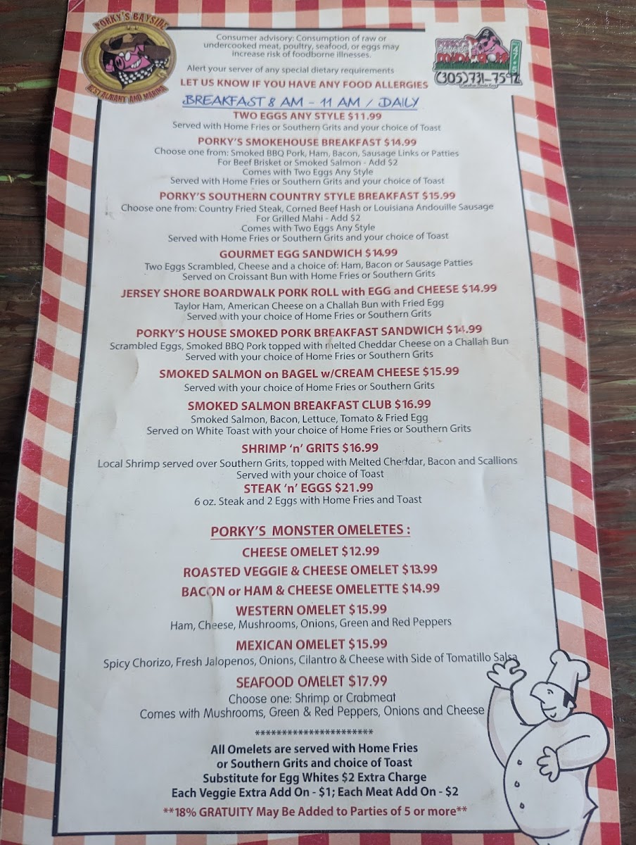 Porky's Bayside Restaurant and Marina Menu - Image 6